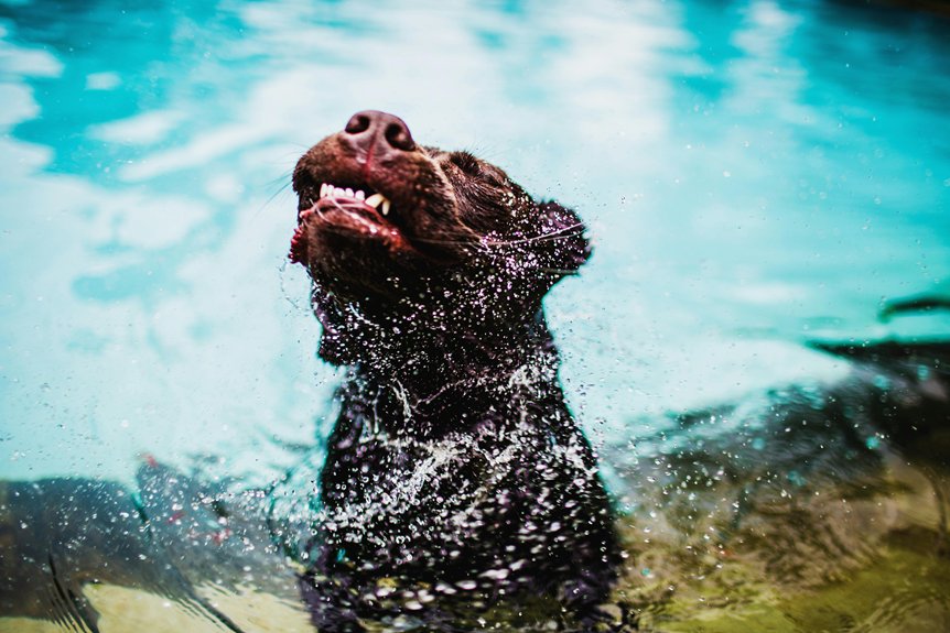 Hund schüttelt sich nach dem Streicheln